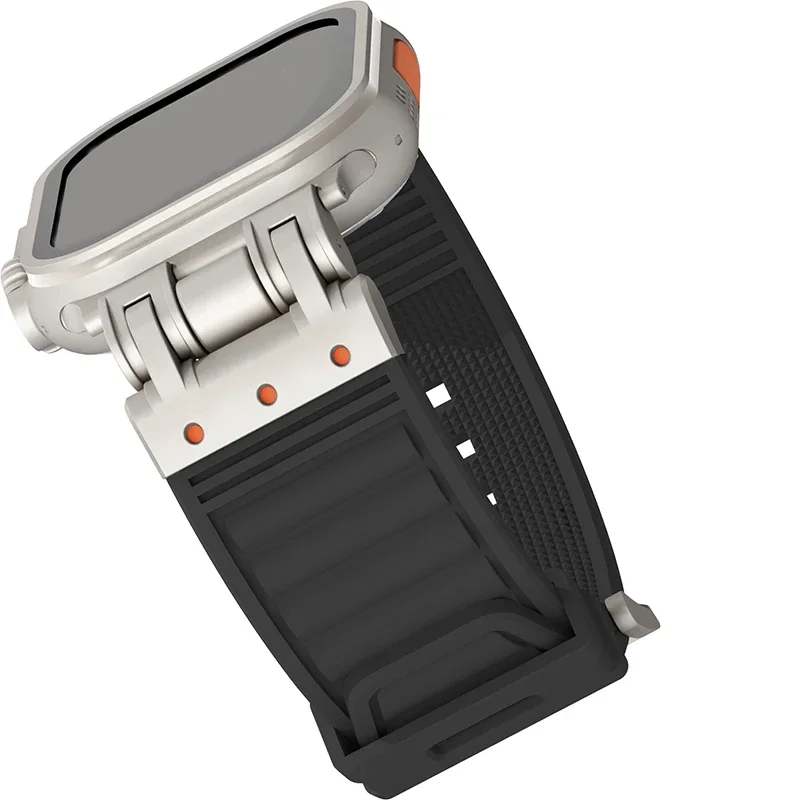 Apple Watch用シリコンストラップ,iwatchシリーズ10,9,8,7,6,5,4,5,se,49mm, 44mm, 45mm用の通気性ブレスレット42mm、46mm