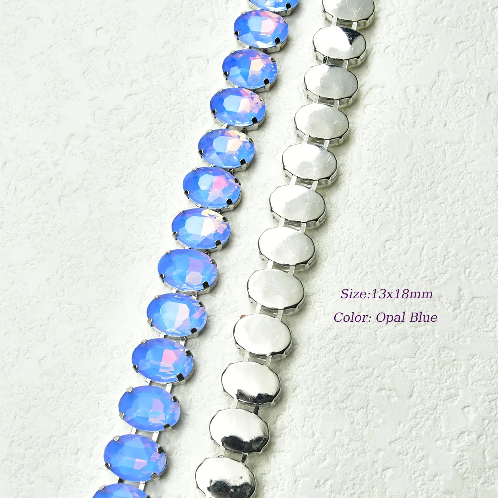Mocha Ribbon 13x18mm Shape Glass Rhinestone Chain Sewing on Clother Applique Diy Necklace Proposal Decoration Shoes Car Interior