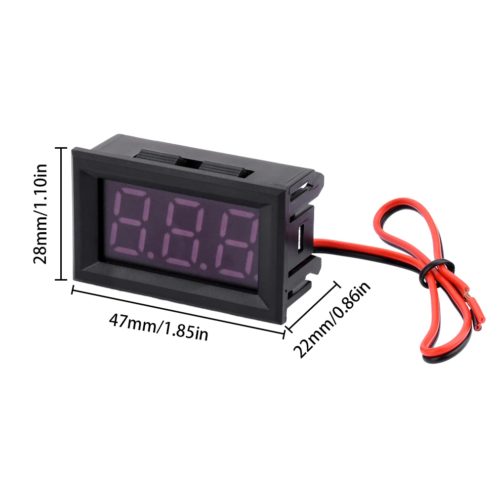 DC5-120V Mini Voltmeter LED Digital Display Panel Voltage Meter 2 Wire 0.56\'\' Voltage Monitor Tester Gauge for Motorcycle Car