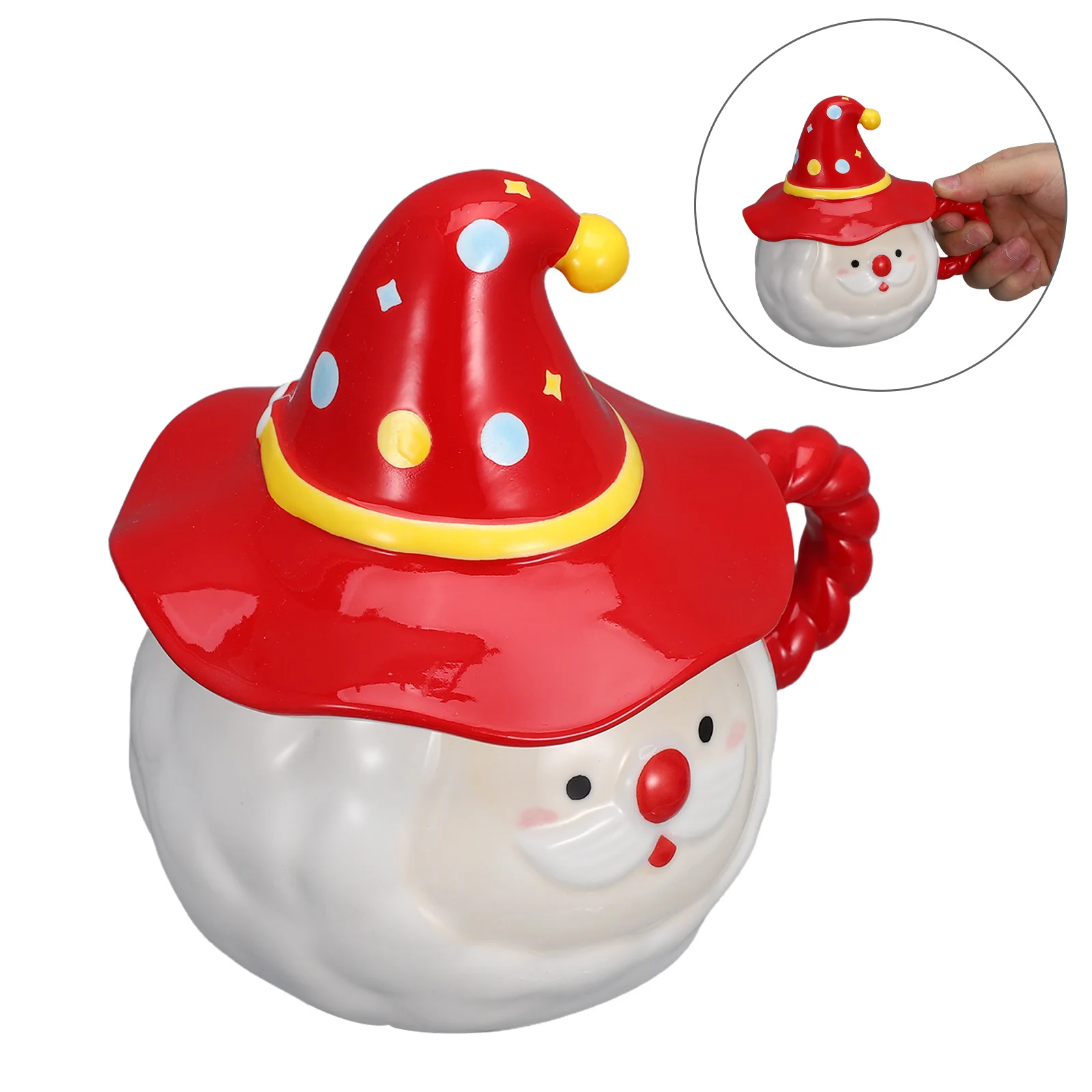 

Festive Ceramic Coffee Mug Santa Claus Design Christmas-Themed Drinkware with Cover for Warm Beverages Home Office Use