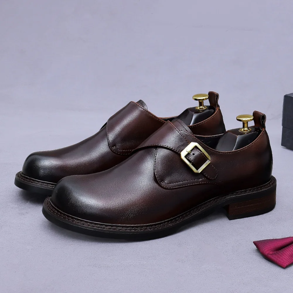 

Mens Genuine Leather Dress Shoes Big Size Fashion Business Formal Oxford Shoes Casual Buckle Leather Shoes New Arrival