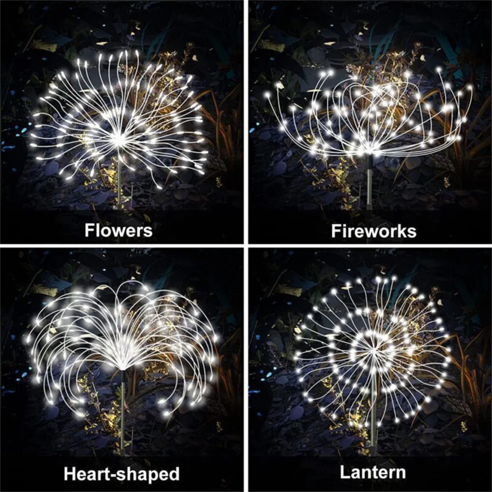 Luci solari per fuochi d'artificio a LED Lampada da prato impermeabile per esterni Luci decorative da giardino per percorsi Prato Cortili Recinzioni Passerelle