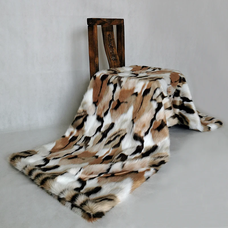 Faux Fur Blankets For Beds Jacuard Color Mixed Soft Warm Mink Throw Acrylic Long Pile Home Decor Imitated Fox Fur Throw Blankets