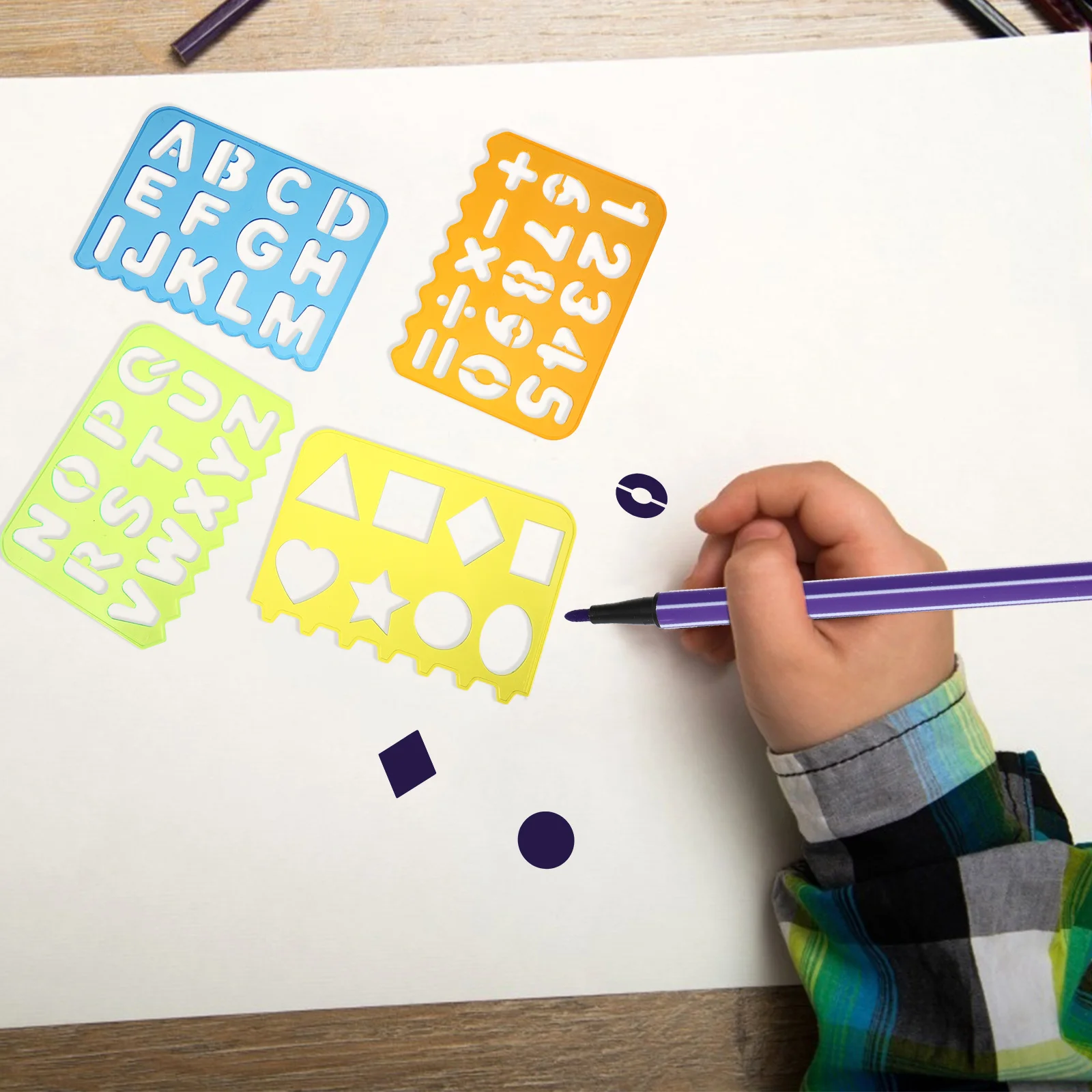 1Set Drawing Board Ruler Set Plastic Alphabet and Number Stencils for Educational Graffiti Learning Tool Washable