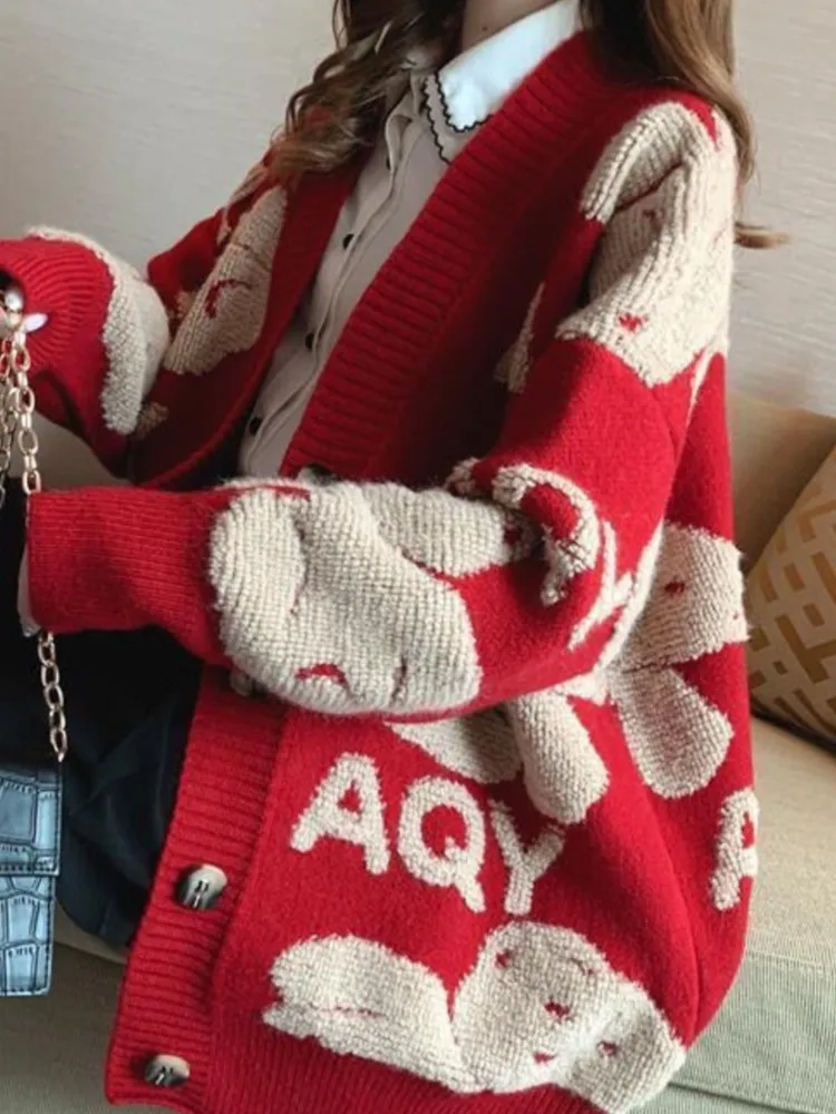 겨울옷 여성 가디건 올매치 루즈 심플 스타일 스웨터 출퇴근 캐주얼 편안함 보온 패션 여성용