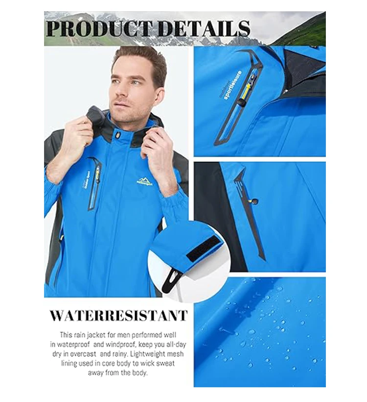 Männer Herbst Jacke Camping Wandern Trekking Windjacke Wasserdicht Mit Kapuze Frühling Outdoor Sport Reisen Klettern Mäntel – Detail 17