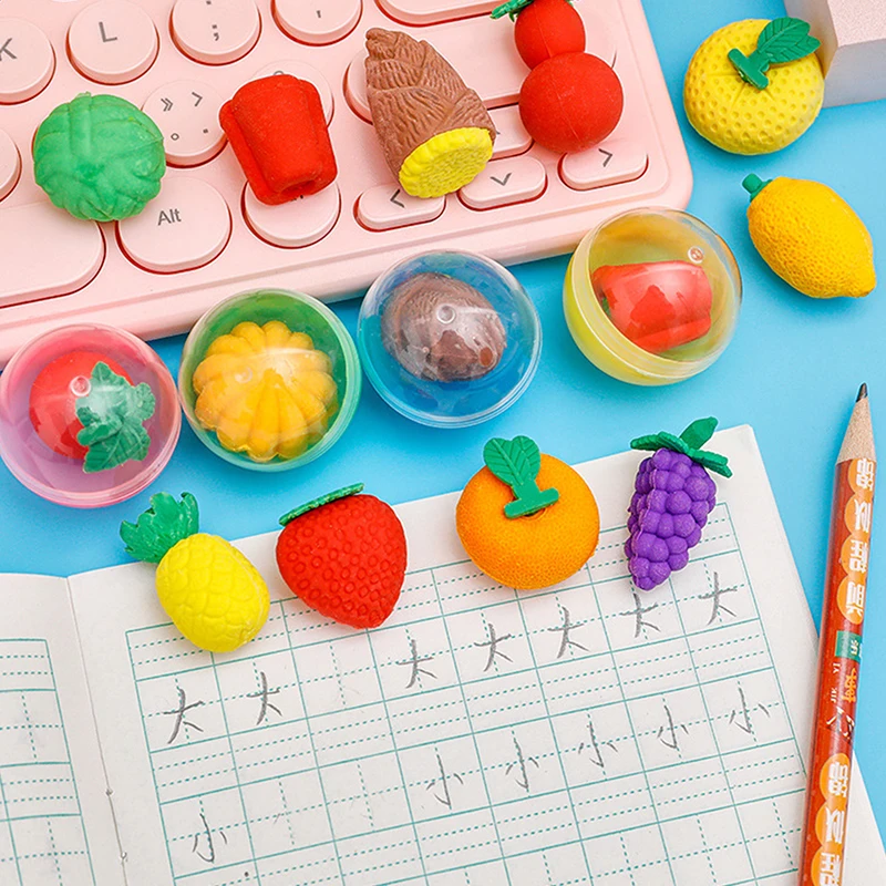 Mini Borrador de frutas para niños, papelería Kawaii, escuela, oficina, suministros de corrección, goma, lindo, aleatorio, creativo, 1 unidad