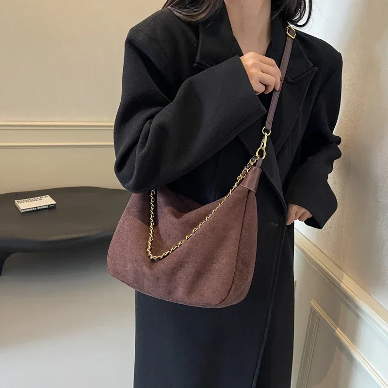 Commuting Versatile Shoulder Bag Autumn/Winter Retro Simple Ladies Bags 2024 Fashion Large Capacity Women's Crossbody Bag