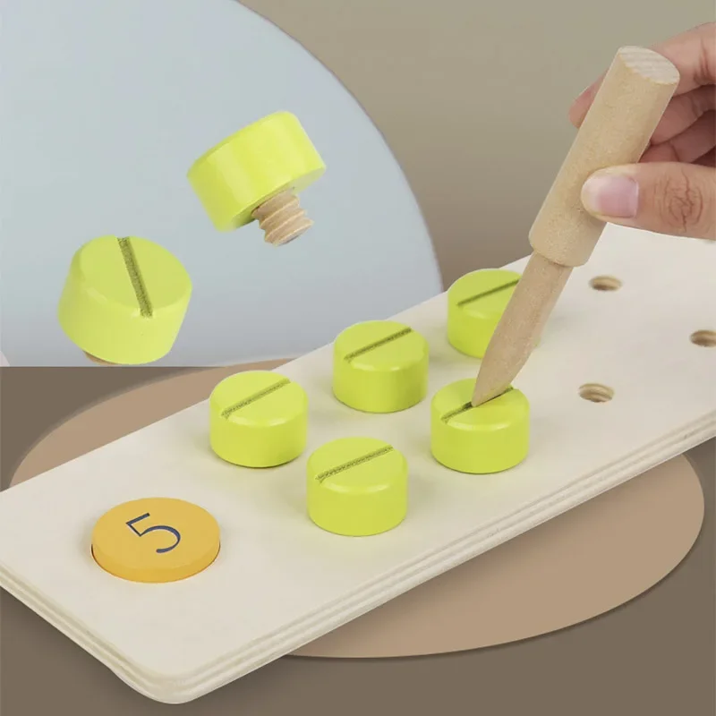 몬테소리 어린이용 나무 나사 조합 분해 계산 보드 수학 게임 교육용 장난감