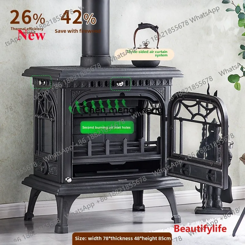

Высококачественный чугунный камин A55 для виллы, работающий на дровах, для сельского отопления, мощность 23 кВт