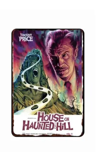 House on teh Haunted Hill Horro Movie Retro Vintage Film 1950s  Tin Sign  8 x 12 sign