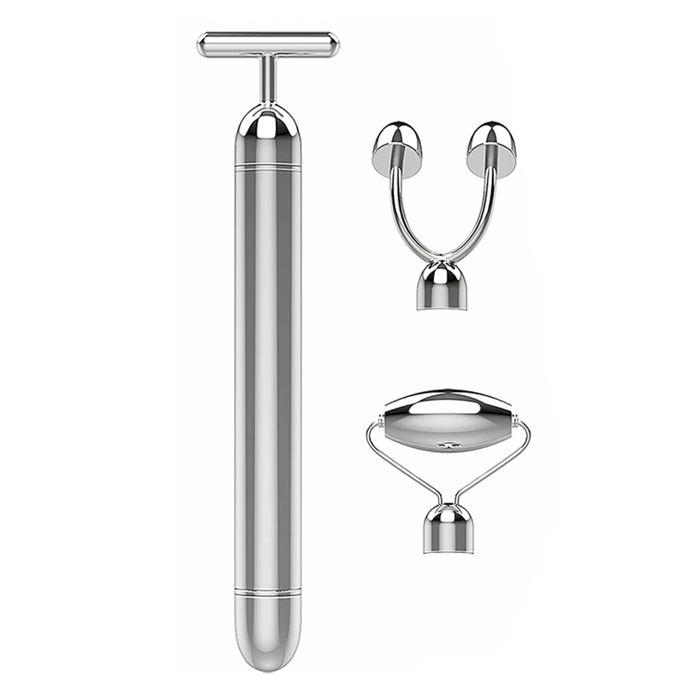 3 في 1 الكهربائية الوجه الأسطوانة الفولاذ المقاوم للصدأ الجمال الوجه الأسطوانة مجموعة شد الوجه العناية بالبشرة عيون الأنف الأسلحة الساقين الجسم مدلك #1