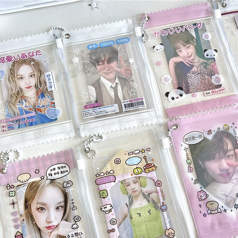 Saco Transparente bonito dos Doces, Kpop Cartão Mangas, Photocard Titular, Filmes de Cartão, Game Cards Protector, 3"