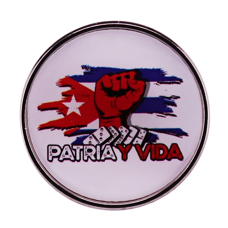 Insignia de Patria Y Vida, eslogan de la tierra Y la Vida, canción esmaltada, botón de Pin, Movimiento Cubano de la libertad, joyería