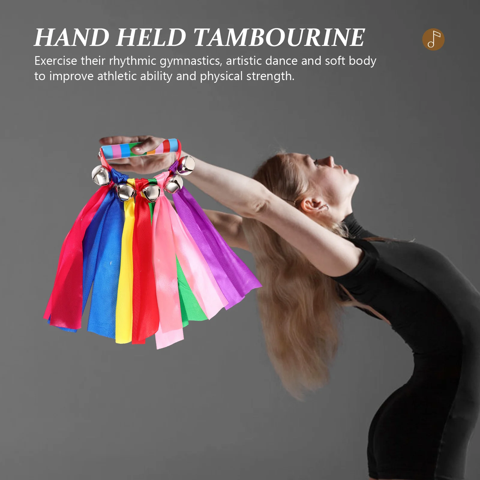 2 قطعة شريط قوس قزح الدف قرع للتعليم المبكر آلة موسيقية محمولة باليد أجراس ملحقات الحفلات
