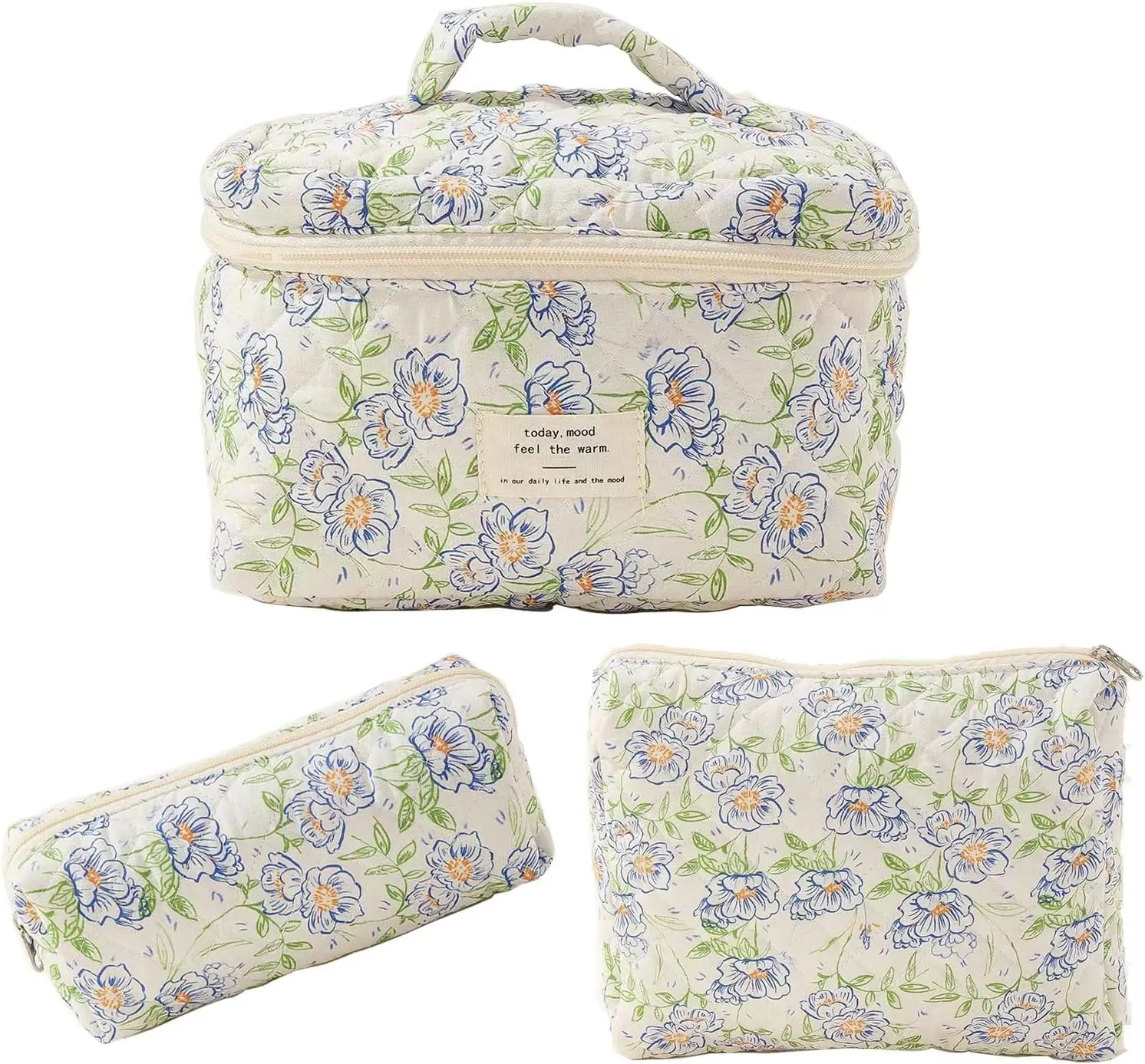 3 Pcs Cosmetic Bags for Women Cute Floral Makeup Bag, Organizer Storage Make Up Bag,Travel Toiletry bags,Handbags Purses