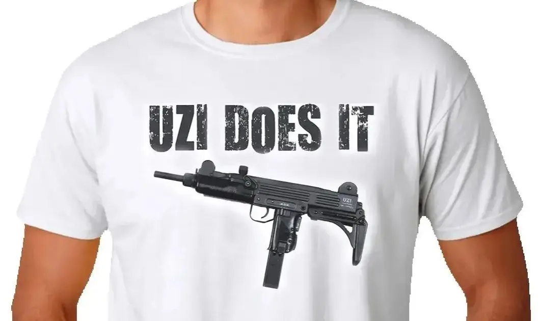 

Uzi Does It | Funny Gun Rights 2nd Amendment T-Shirt 100% Cotton O-Neck Summer Short Sleeve Casual Mens T-shirt Size S-3XL