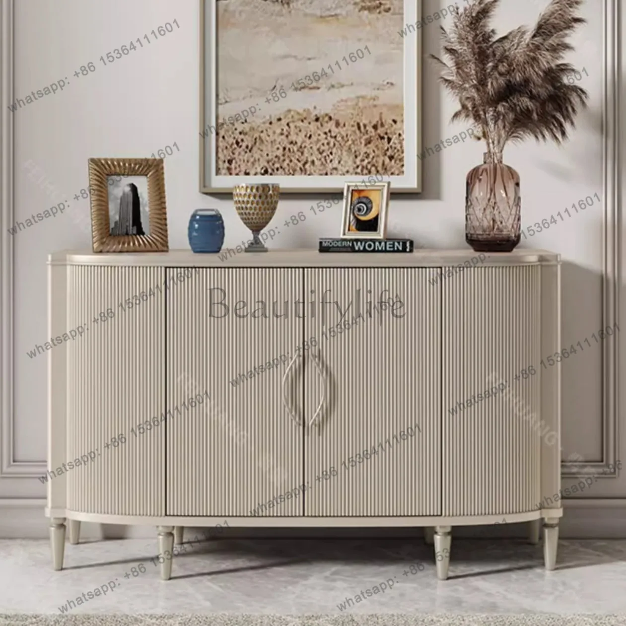 

American light luxury dining side cabinet living room home storage solid wood storage decorative entrance cabinet