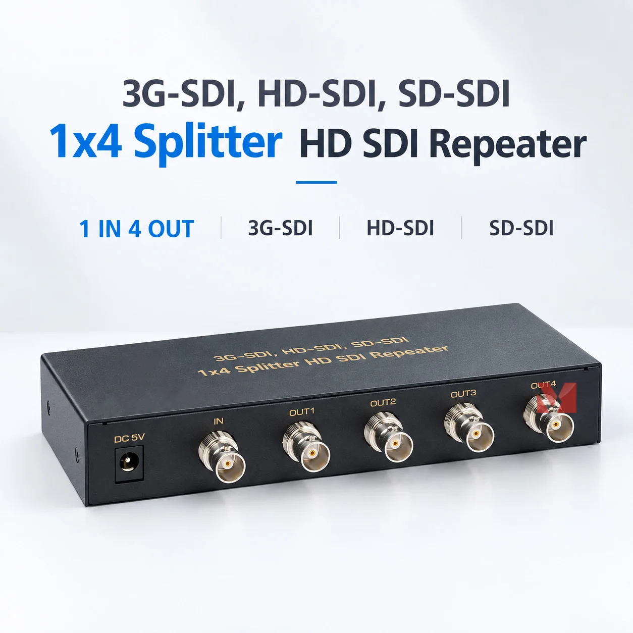 3G-SDI Splitter 1x4 HD-SDI SD-SDI Repeater 1080P Video Signal Booster Amplifier 1 IN 4 OUT Distribution