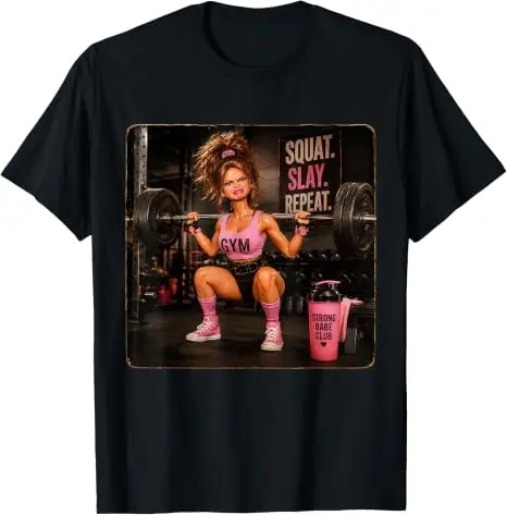 Lustiges Fitness-T-Shirt mit Meme-Humor: Ekelhaftes Gym-Girl, Y2K-Puppen-Gesicht, Damenmode, Gewichtheben-Grafik, Baumwollbekleidung – Detail 15