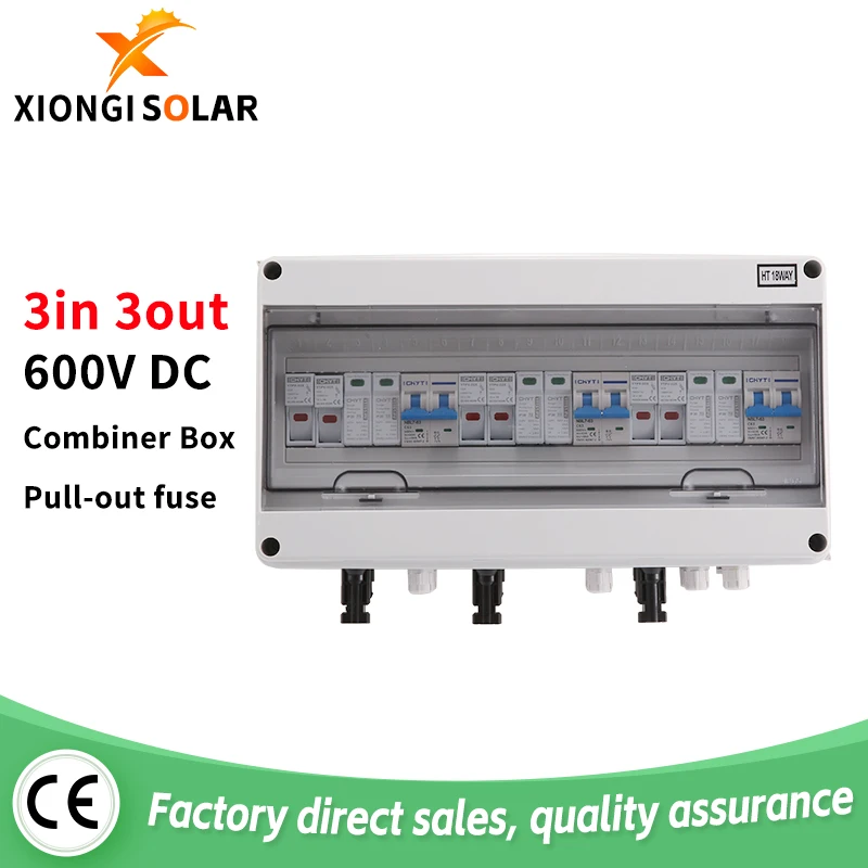 Solar photovoltaic DC Combiner Box With Lightning Protection 3 input 3 out PV 600V Fuse MCB SPD Outdoor Waterproof Boxes IP65