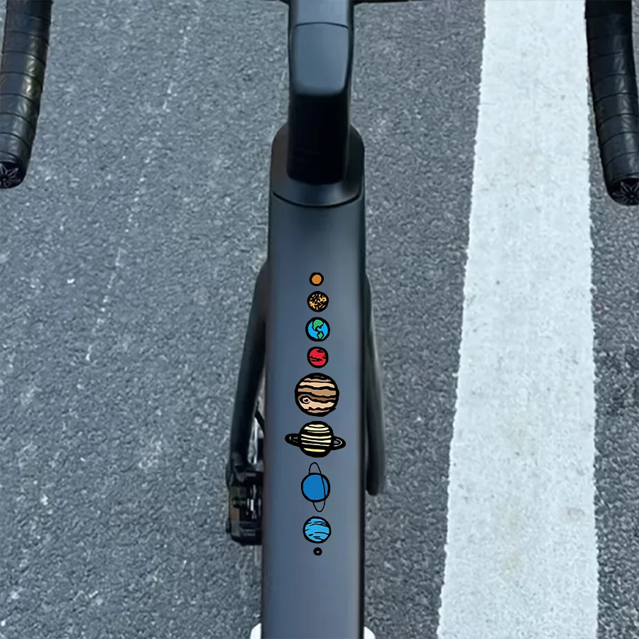 1set Solar System Planets Vinyl Sticker Cute Cartoon Decal For Bike Frame Cycling Decor Bicycle Lovers Accessory