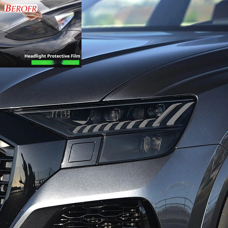 

2 шт. Защитная пленка для фар автомобиля, дымчато-черная тонировочная пленка, прозрачная виниловая наклейка из ТПУ для Audi Q8 SQ8 RSQ8 2019 2020 2021 2022