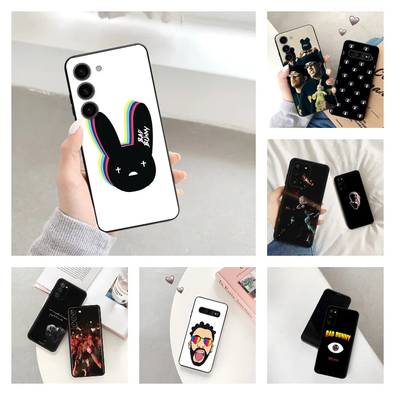 Phone Cases For Samsung Galaxy S23 Plus 5G S22 S21 S20 FE Ultra S10 Lite S9 S8 Bad Bunny Singer Camera Protective Cover