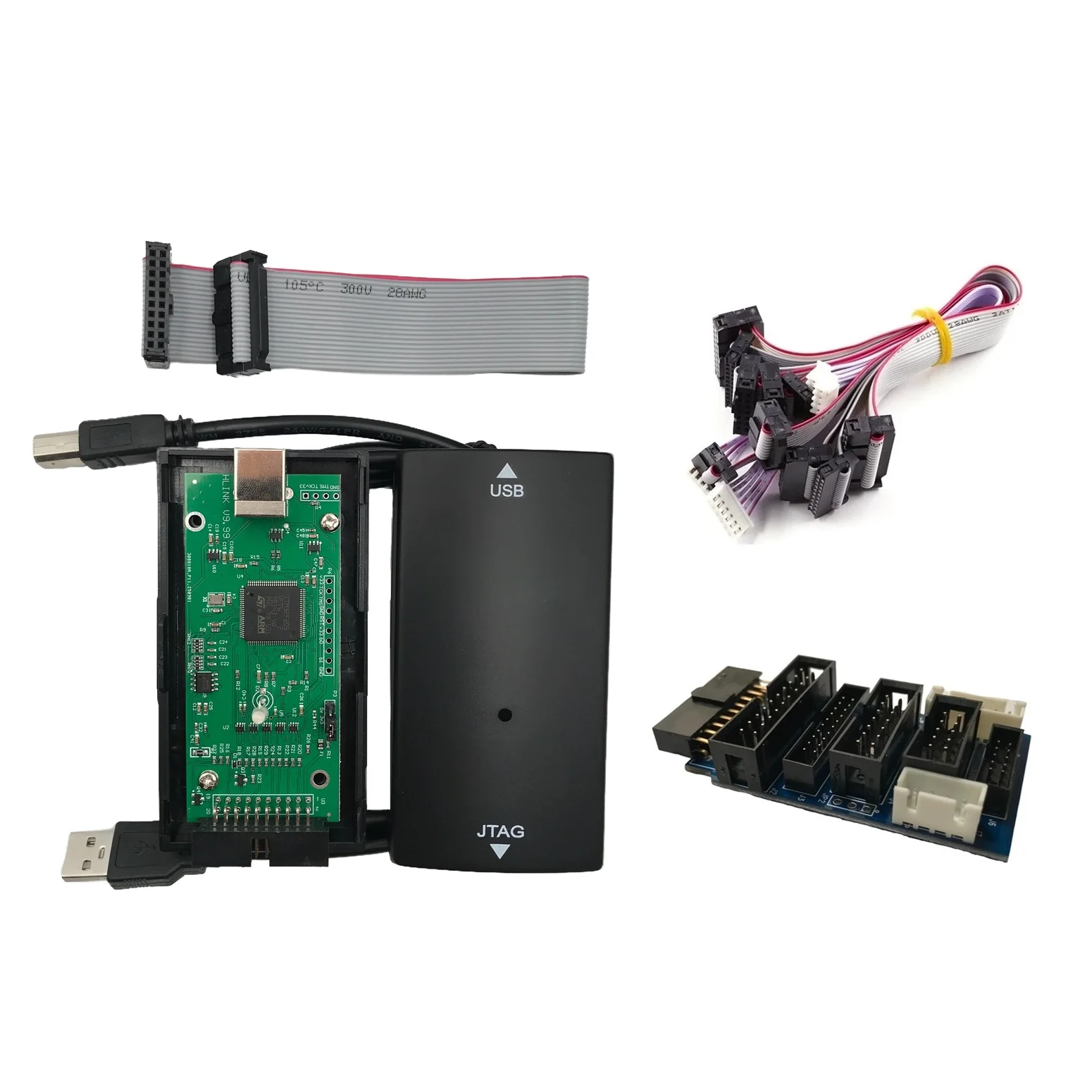 JLink V9 J LINK V9 For J-LINK V9 ARM Emulator Adapter Switching Board Flat Ribbon Cable For STM32 ARM MCU USB JTAG Debug Tool