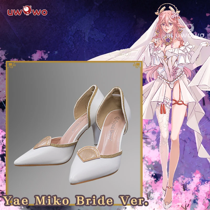 

UWOWO Genshin Impact Yae Miko Cosplay Shoes Uwowo X Ailish: Fanart Yae Miko Bride Ver. Cosplay High-heels Women Dress Outfit