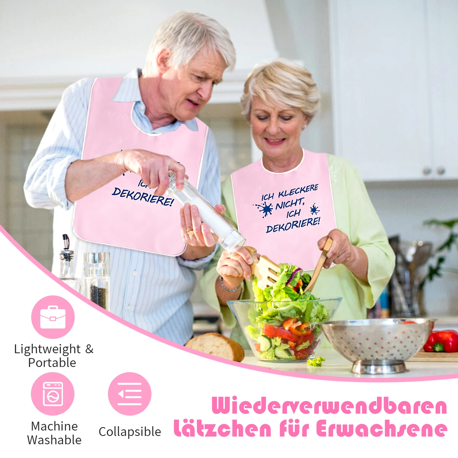 

Pink Cotton Printed Terry Cloth Bibs for Adults Waterproof Washcloths Bibs for the Elderly Drool Bibs