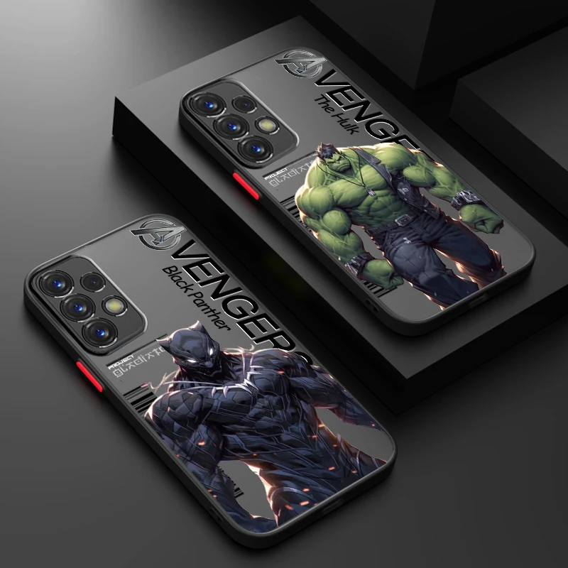 Marvel Hero Spider Man Hulk Frosted Translucent For Samsung Galaxy S24 S23 S22 S21 S20 FE S10 S9 S8 Plus Ultra Pro 5G Funda