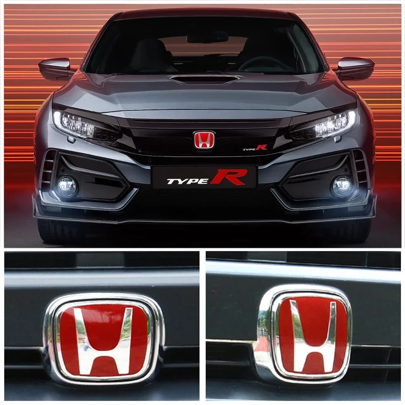 Car Logo Badge Front Grille Trunk Steering Wheel Decoration Accessories For Honda Fit GK5 HRV Vezel Accord Civic Cars Emblem