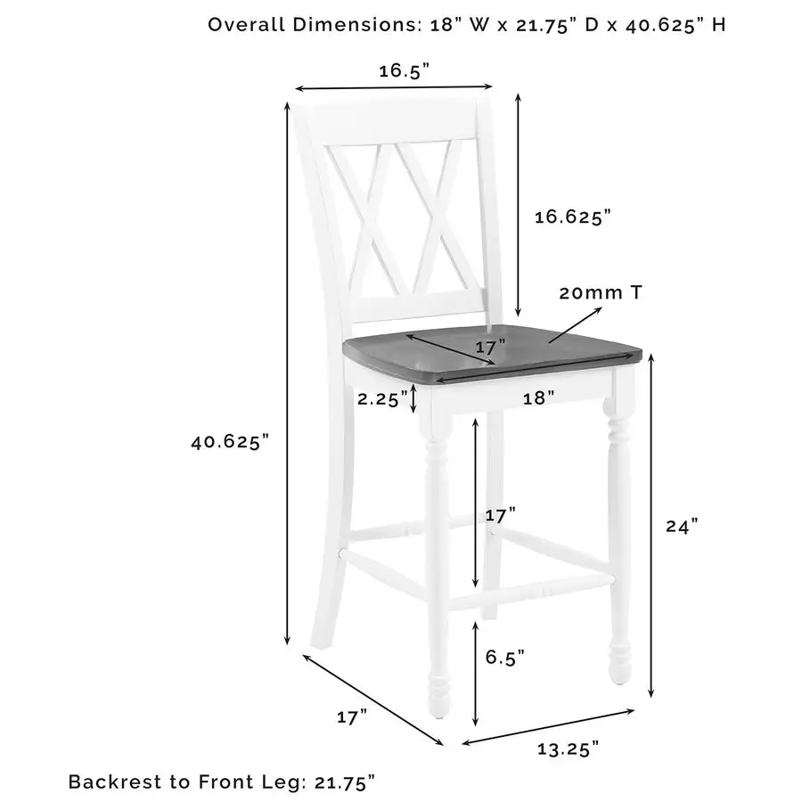 Set Kursi Bar Shelby Wood X Back Counter Height isi 2