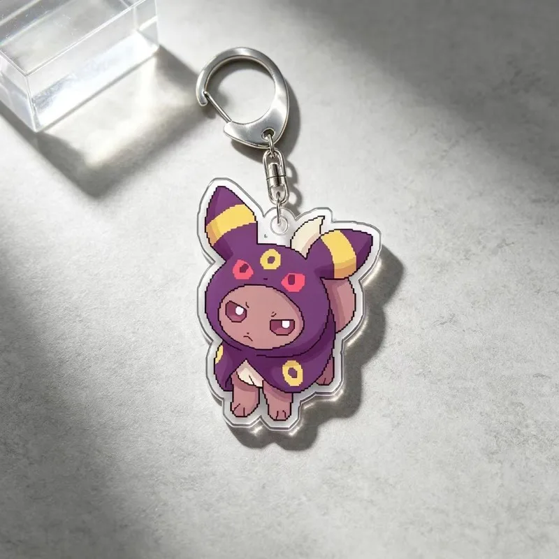 For Pokemon Elf Umbreon Flareon Jolteon Vaporeon Eevee Glaceon Acrylic Selfmade Original Cute Cartoon Anime Keychain Pendant