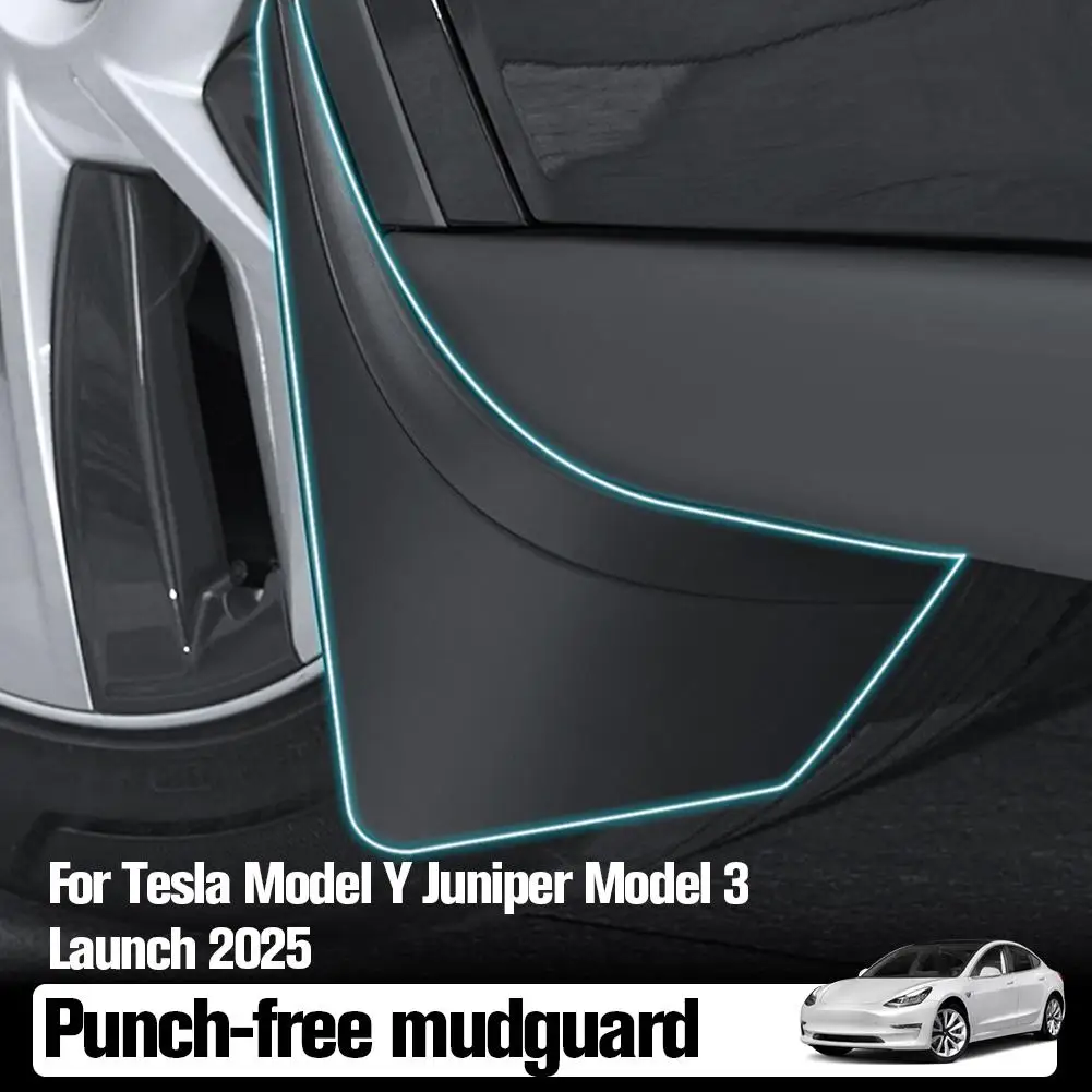 Mud Splash Guard Body Kits For Tesla Model Y Juniper /Model 3 Launch 2025 Mud Flaps Full Protection Punch-Free Splash Guards Set