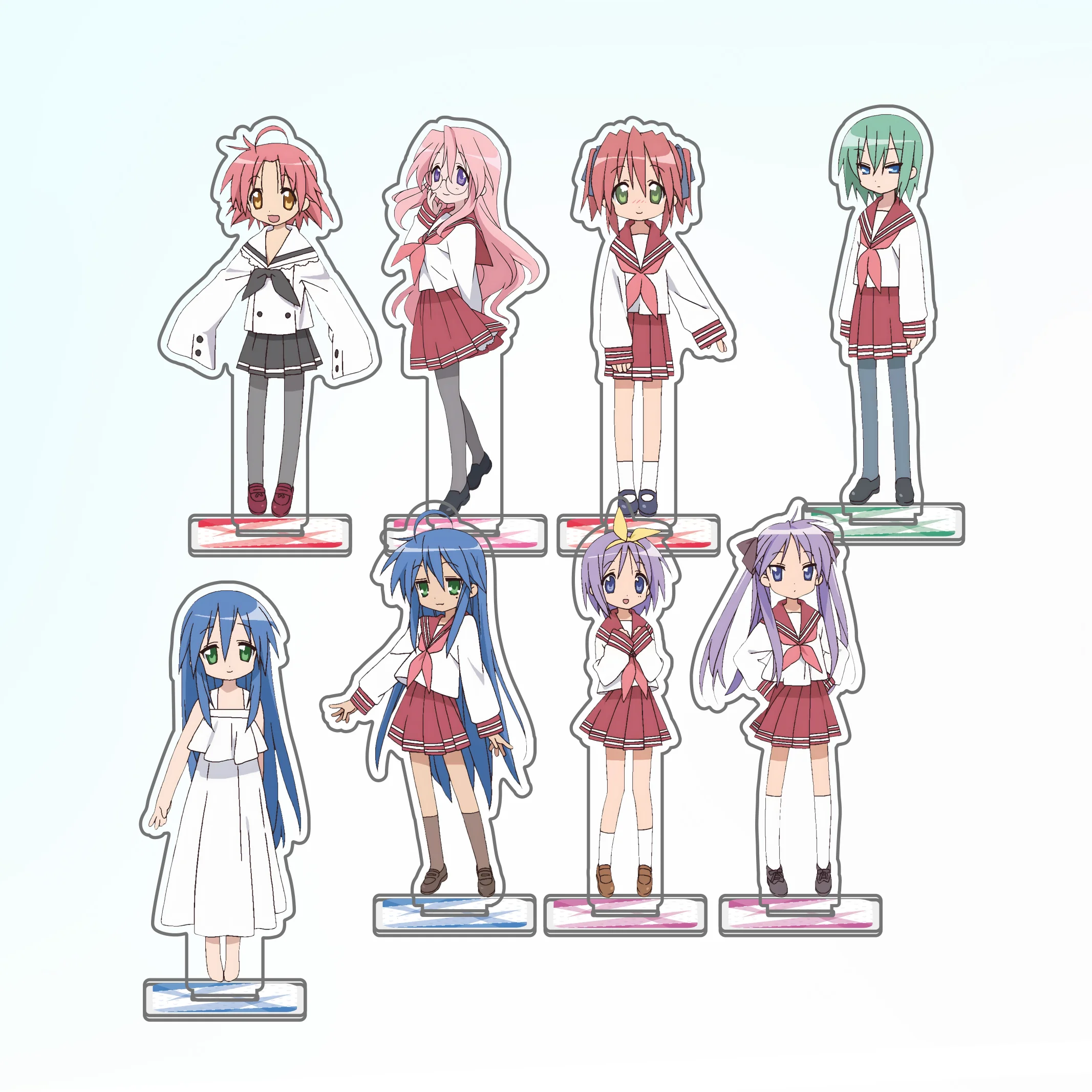 Anime Lucky Star! Izumi Konata - Soporte acrílico de alta transparencia con impresión a doble cara, adornos de escritorio, regalos, llavero, 13 cm