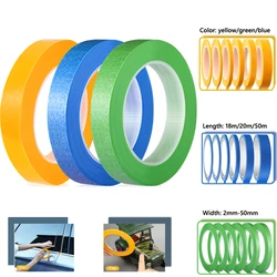 1-5Rolls blue green Yellow paint cleaning peeling masking tape adhesive DIY painting paper painter decoration craft universal