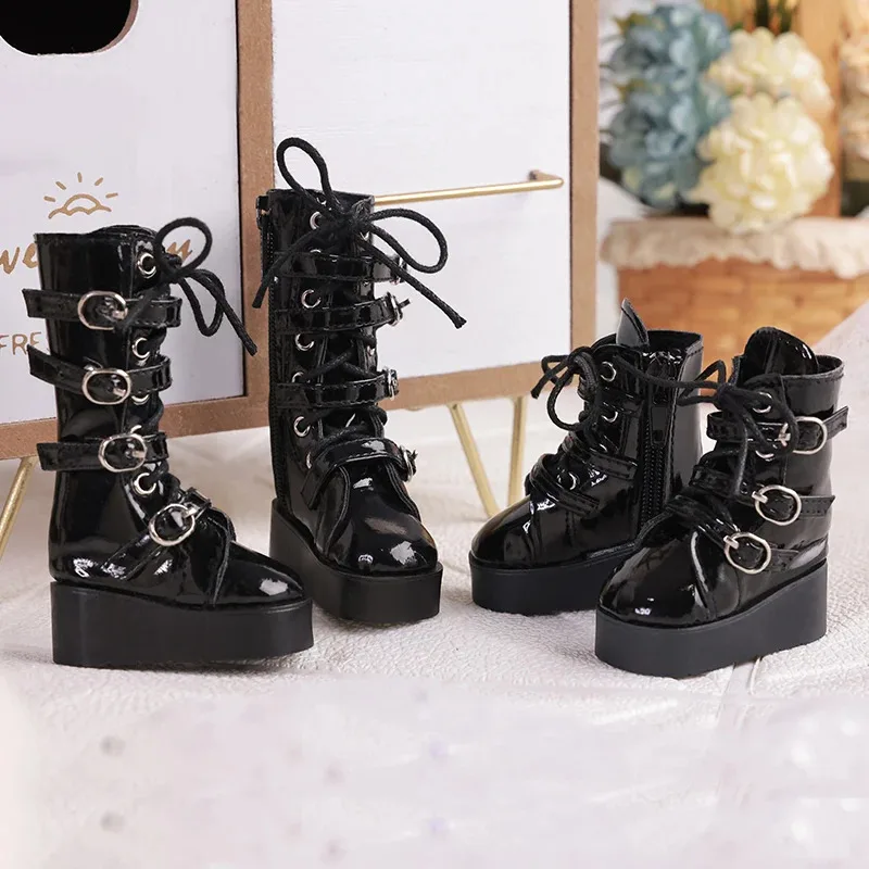 

Обувь BJD 1/4 тела о черном кожаном высоком каблуке и низких аксессуарах для кукол