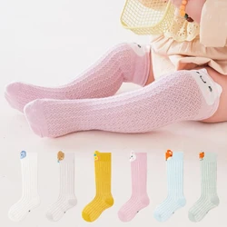 Baby Knee High Socks Kids Girls Boys Cartoon Long Sock Soft Cotton Mesh Breathable Children Hollow Out Socken for 0-3 Years Old