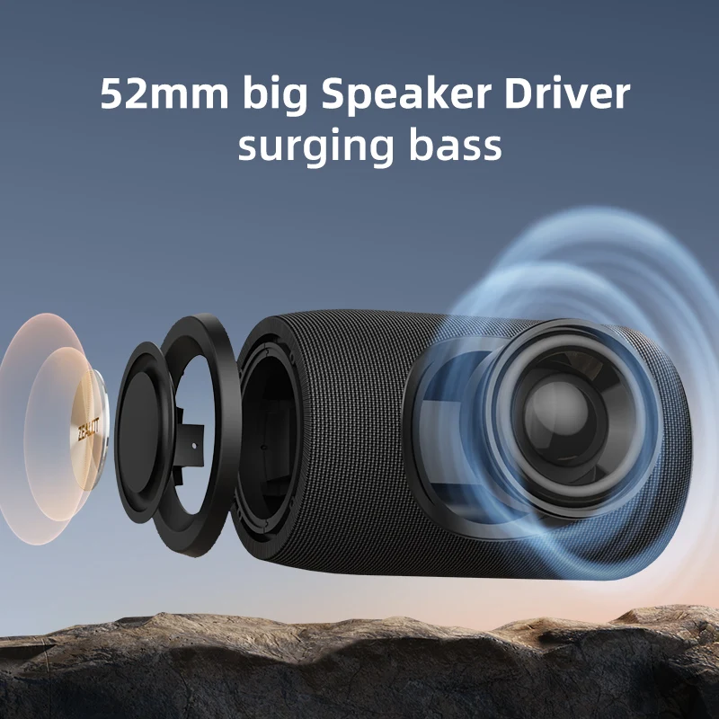 ZEALOT S32 Portable Wireless Speaker Subwoofer Stereo Waterproof Powerful Column Outdoor Speakers Boom Box TF Card & AUX Audio