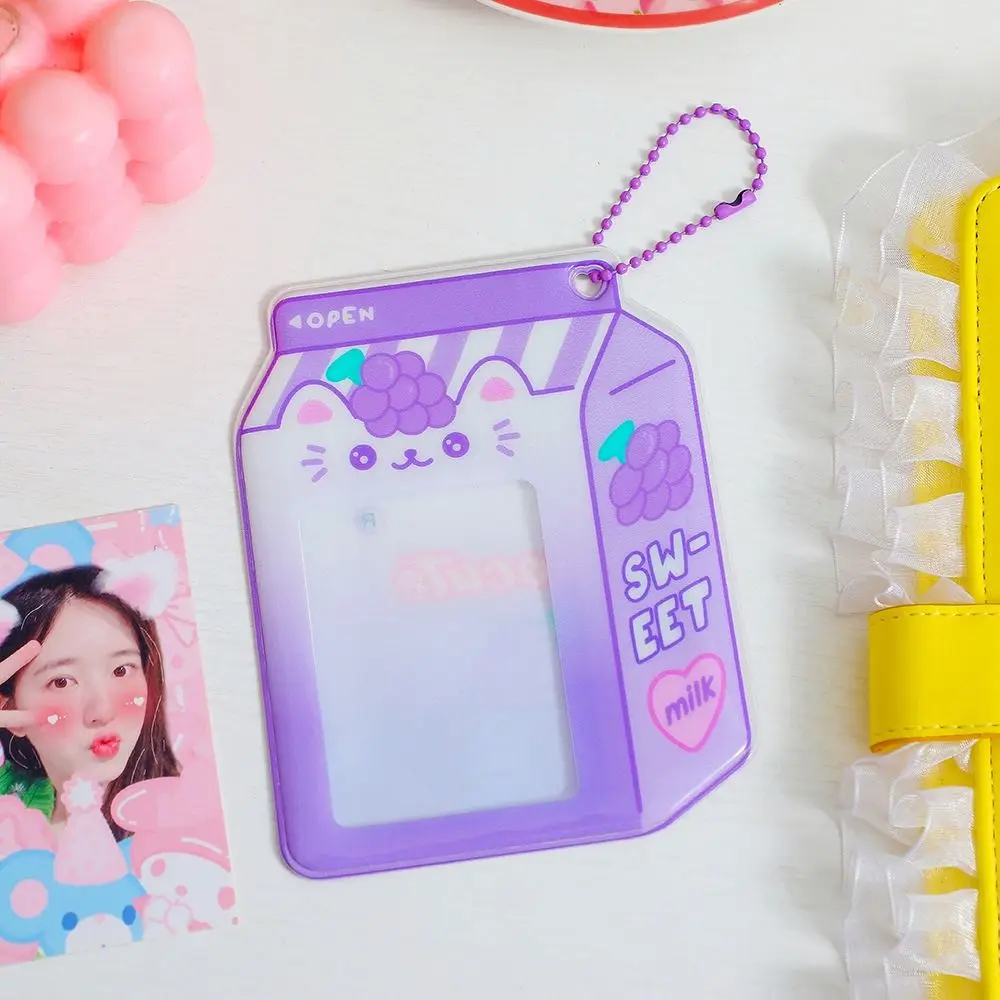 Korean Milk Bottle Photocard Holder 3inch Card Set Cartoon Photo Star Chasing Student Girl Bus Card Storage Holders