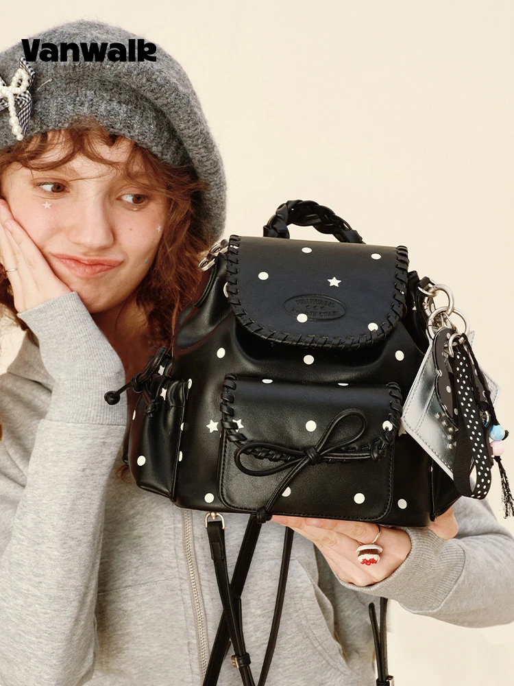 

VANWALK Retro Winter Small Double oulder Bag Women's Knot Commuter Bapa Casual Simple Sle with Inner ket