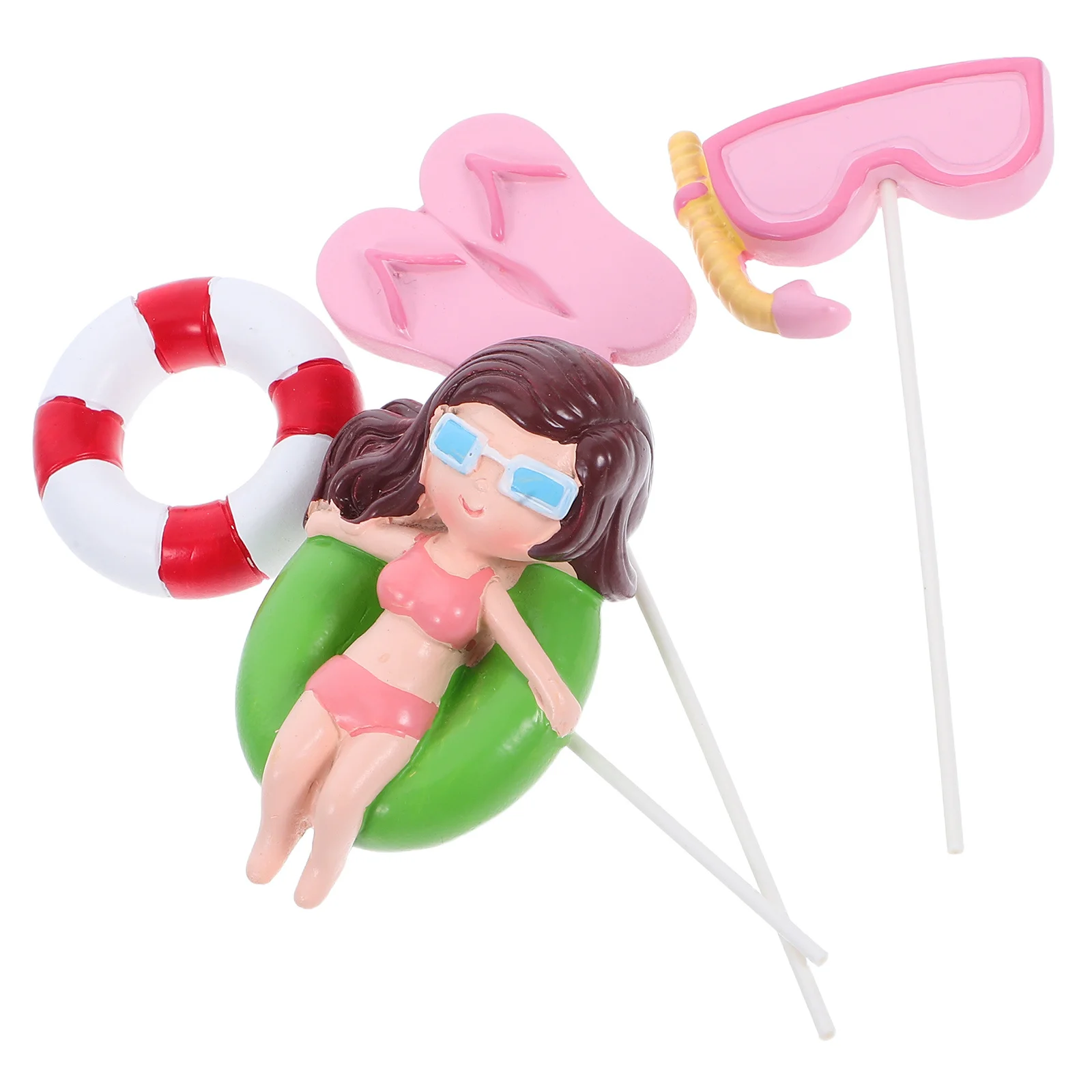 

1Set Beach Party Swimwear Cake Insert Picks Resin Birthday Summer Theme Party Decor Supplies Decorative Cake Picks