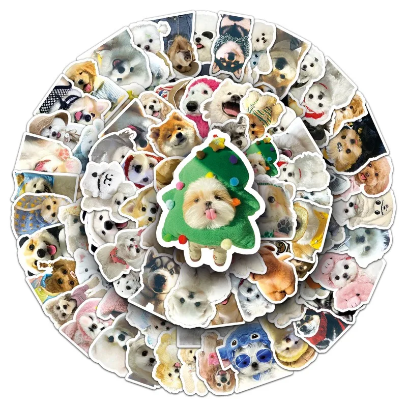 100pcs Cute Dog Stickers Cute Pet Funny Emoticon Pack Animal Puppy Waterproof Decorative Hand Account Stickers for Friends