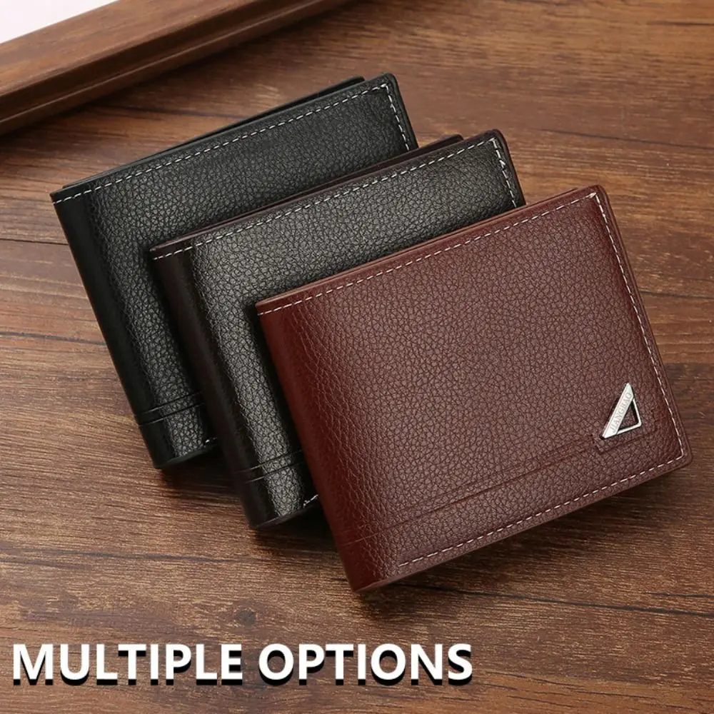 

New PU Leather Mens Short Wallet Folding Horizontal Coin Purse Card Holder Men