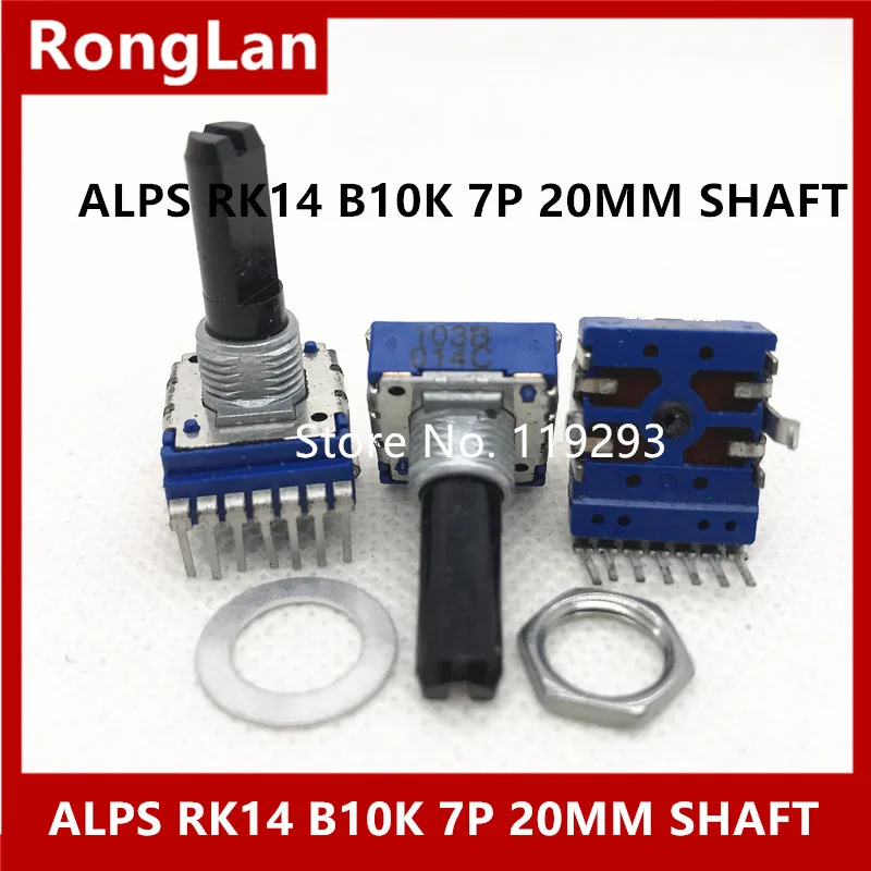 RK14 Double potentiometer The Japanese ALPS  CVV2X21M 103B 203B 104B B10K B20K B100K 7 feet long handle 20mm-10PCS