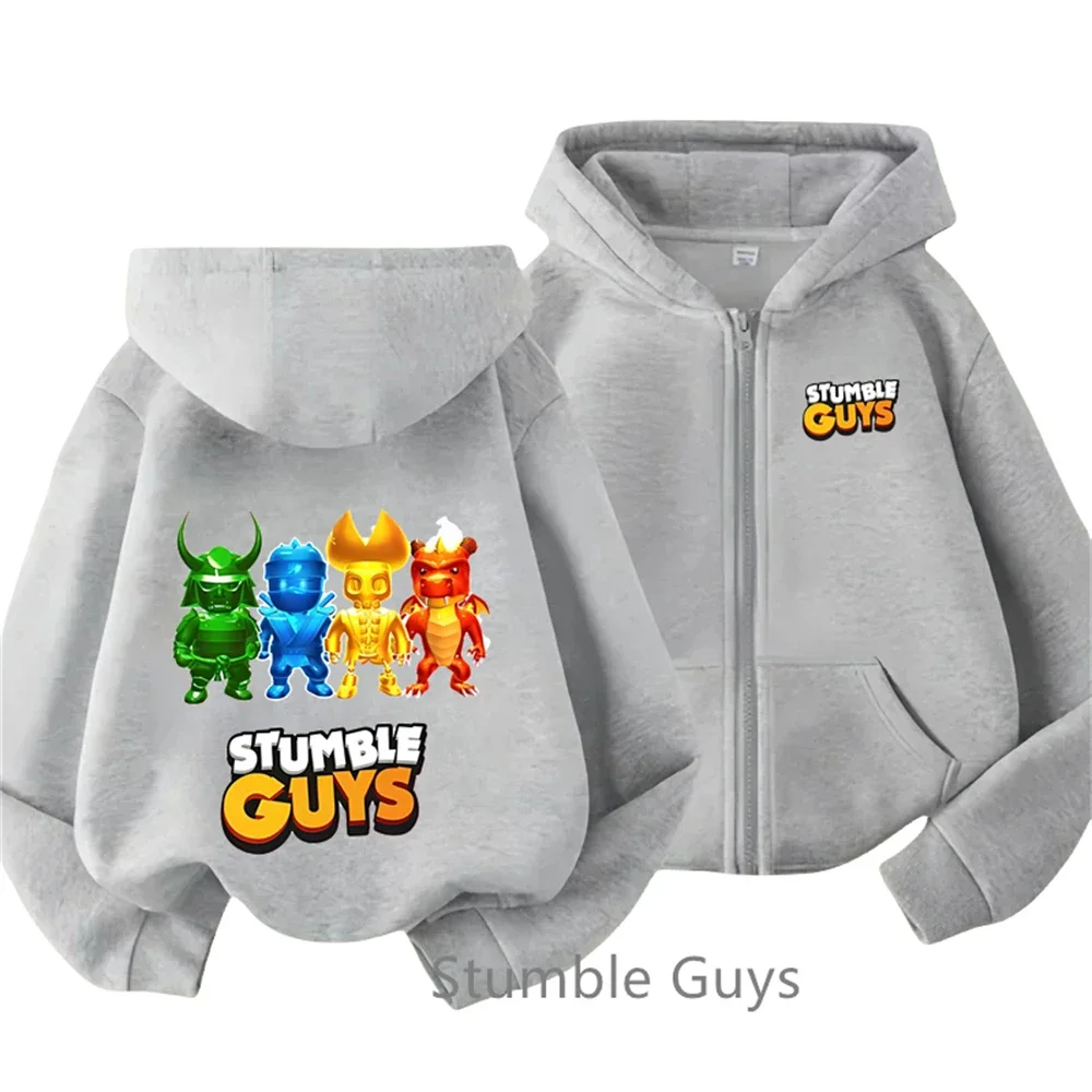 Stumble Guys Hoodie Kids Autumn 2025 Fashion Game Zipper Sweatshirts Baby Girls Cartoon Pullover Clothes Boys Hoody Outerwear