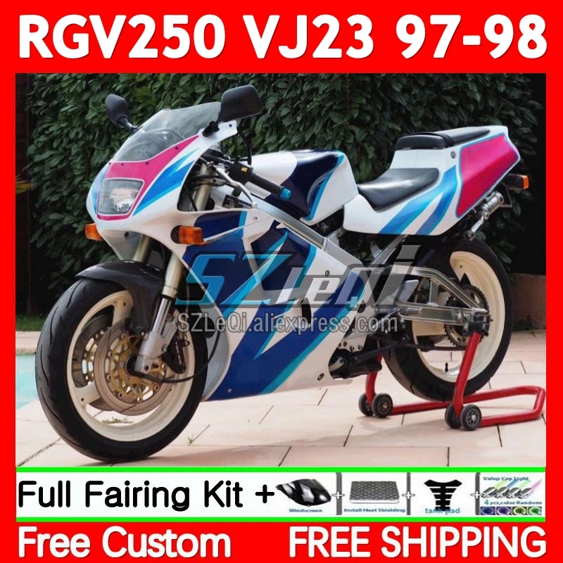 Body For SUZUKI RGV250 SAPC VJ23 RGV-250 VJ 23 Bodywork 68No.194 RGV 250 CC RGVT250 97 98 RGVT-250 1997 1998 Fairing Blue pink