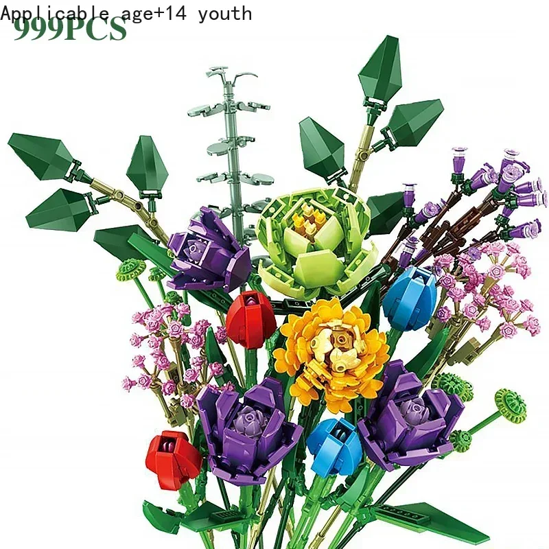 

New products in stock Fun Joy Eternal Artificial Rose Orchid Bouquet Orchid Home Decoration Building Block Bouquet Girl Gift